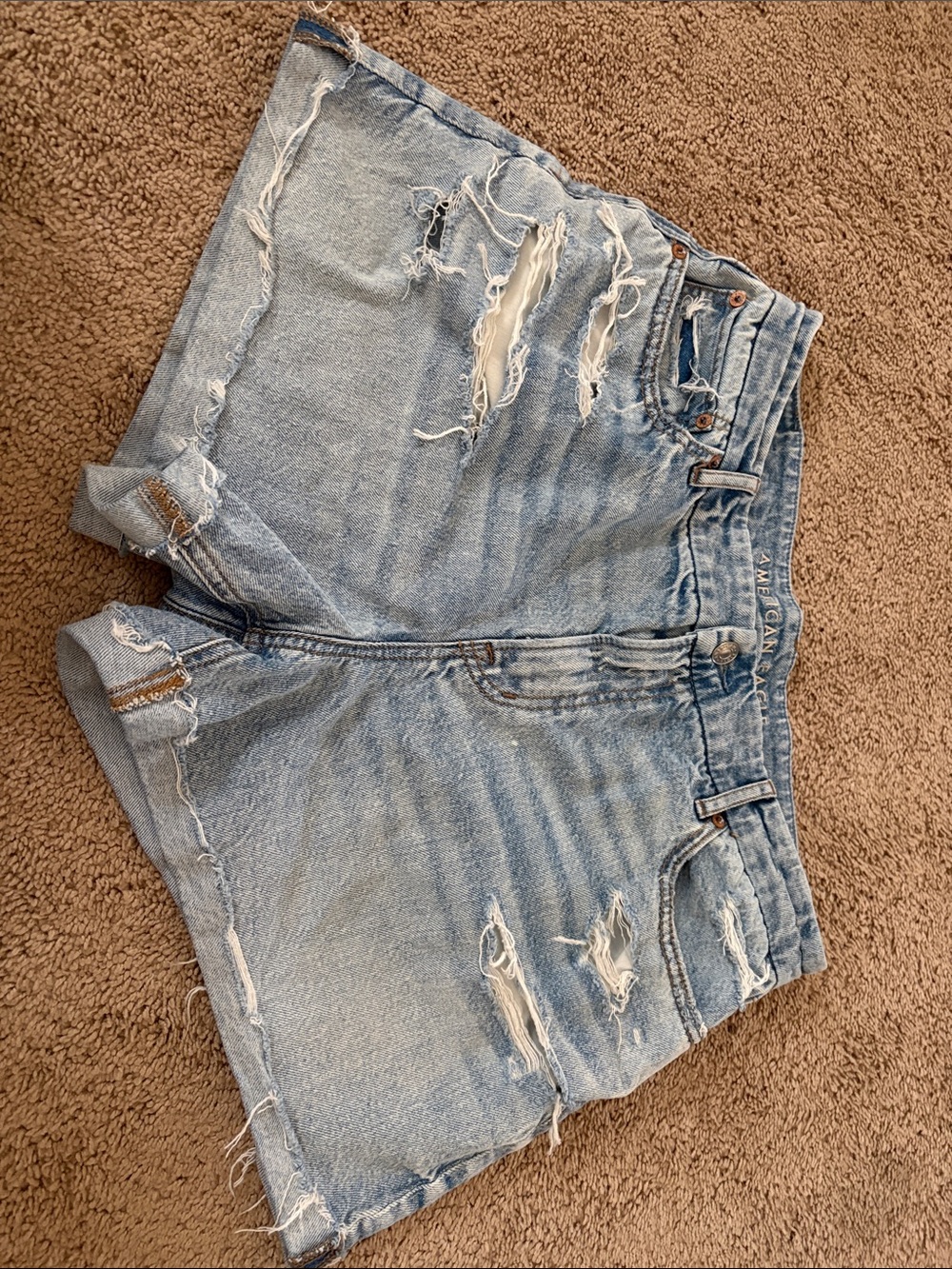 American Eagle Outfitters Light Wash Distressed Denim Shorts